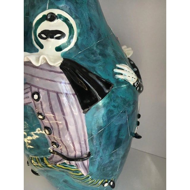 Mid 20th Century San Polo Venezia Italian Harlequin Ceramic Vase For Sale - Image 5 of 13