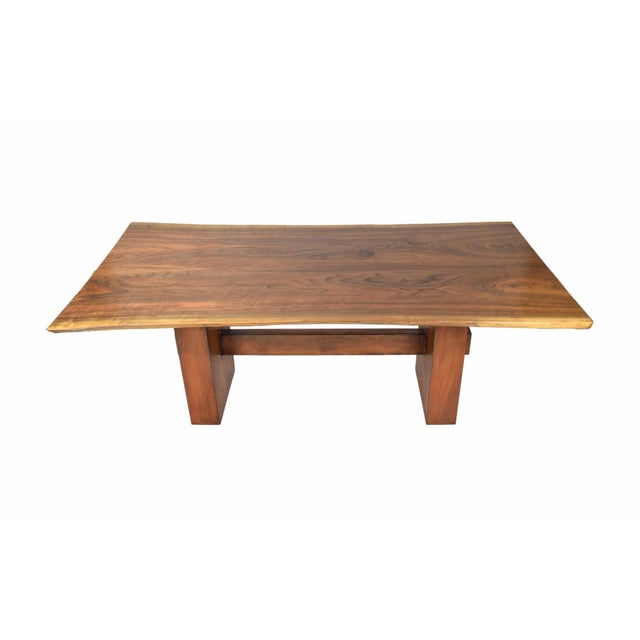 1990s Rustic Walnut Live Edge Slab Dining Table | Chairish