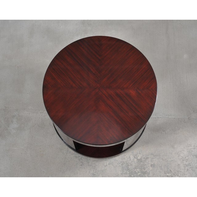 Ralph Lauren Ralph Lauren Italian Mahogany Round Modern Drum Drink Table For Sale - Image 4 of 18