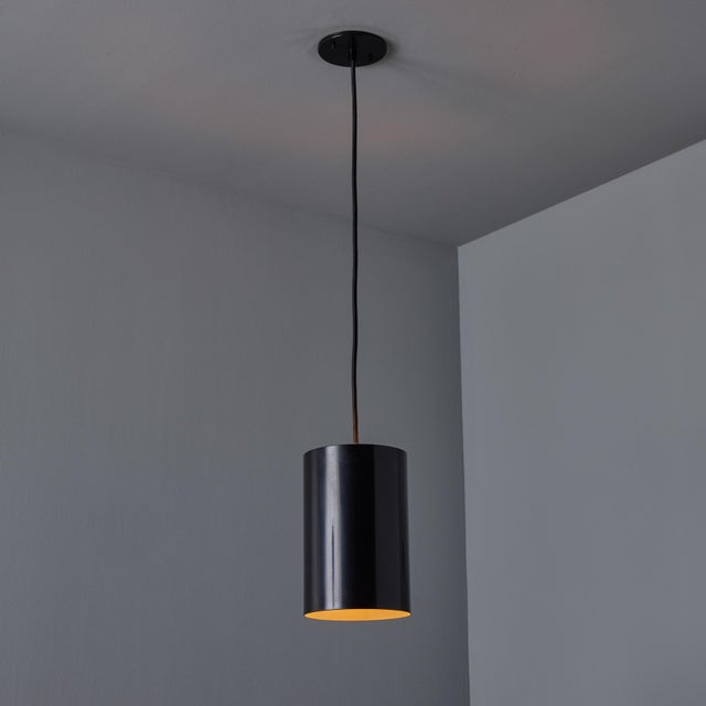 Black 1960s Model 16513 Black Metal Cylindrical Pendants by Eila and John Meiling for Louis Poulsen For Sale - Image 8 of 13