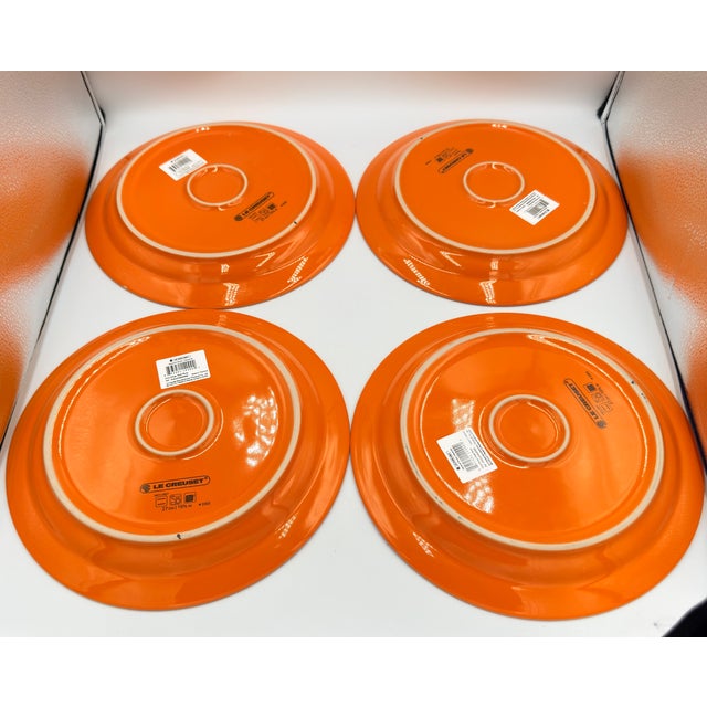 Orange Le Creuset Stoneware Vancouver Flame Orange 4pc Dinner Plates Set 10.5" For Sale - Image 8 of 8