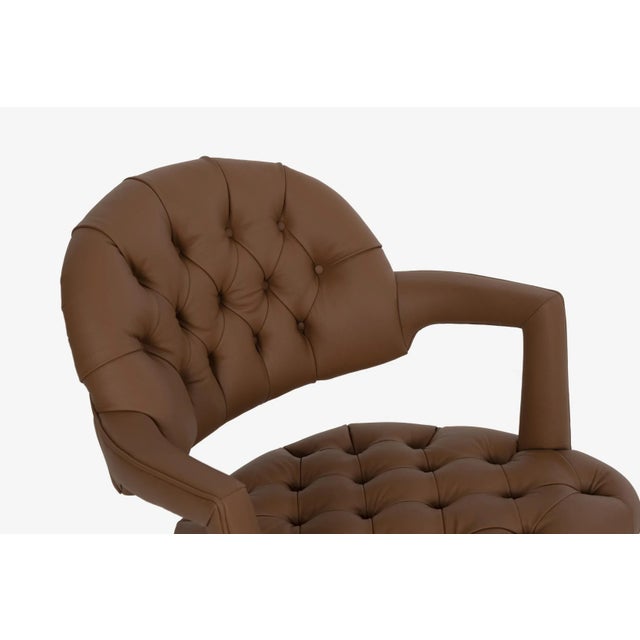 Edward Wormley for Dunbar Tufted Cantilevered Desk Chair in Spinneybeck Saddle L For Sale - Image 11 of 13