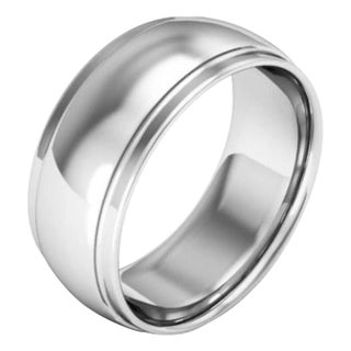 14 Karat White Gold Half Round Edge Wedding Band, Estate For Sale