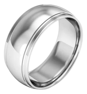14 Karat White Gold Half Round Edge Wedding Band, Estate