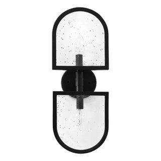 Matthew Izzo Home Dexter Seeded Glass and Black Metal Wall Sconce For Sale