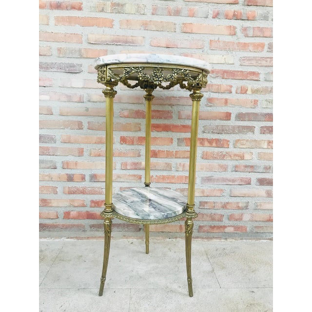 1940s French Gilt Bronze and Marble Gueridon Table, circa 1940 For Sale - Image 5 of 11
