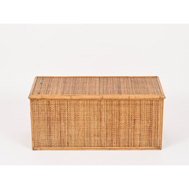 Wood Mid-Century Modern French Riviera Storage Chest in Bamboo and Wicker, Italy, 1970 For Sale - Image 7 of 13