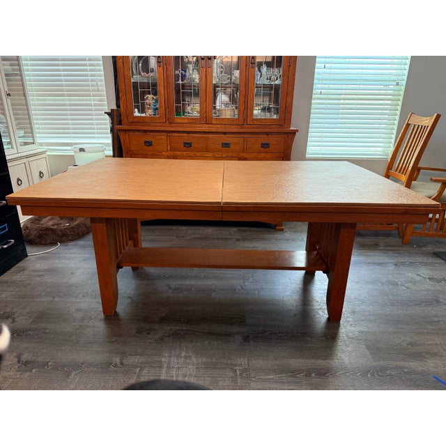 Mission Style Dining Table and Chairs - Set of 7 For Sale In Tampa - Image 6 of 12