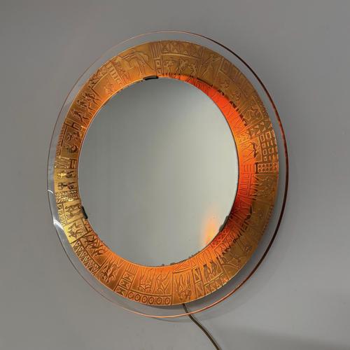 Decorative Wall Mirror with Lighting by M. Furgeri, Italy, 1960s For Sale - Image 4 of 10