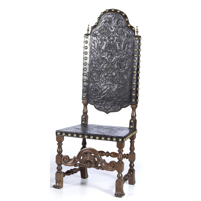 Portuguese High-Backed Chairs, 19th Century, Set of 2 For Sale - Image 3 of 6