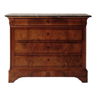 19th Century French Louis Philippe Walnut Chest With Marble Top (A) For Sale