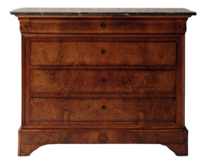 19th Century French Louis Philippe Walnut Chest With Marble Top (A)
