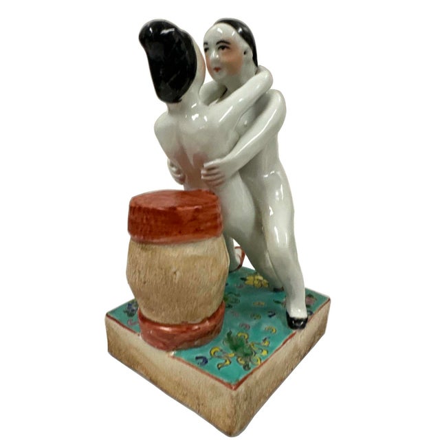 Antique Chinese Erotic Porcelain Figurine (Spring Palace Paintings) For Sale - Image 10 of 12