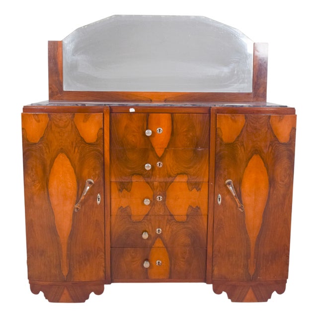 Vintage Portuguese Art Deco Mirror Sideboard, 1920 For Sale