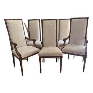 Six Carved French Dining Chairs Leopard Upholstery For Sale