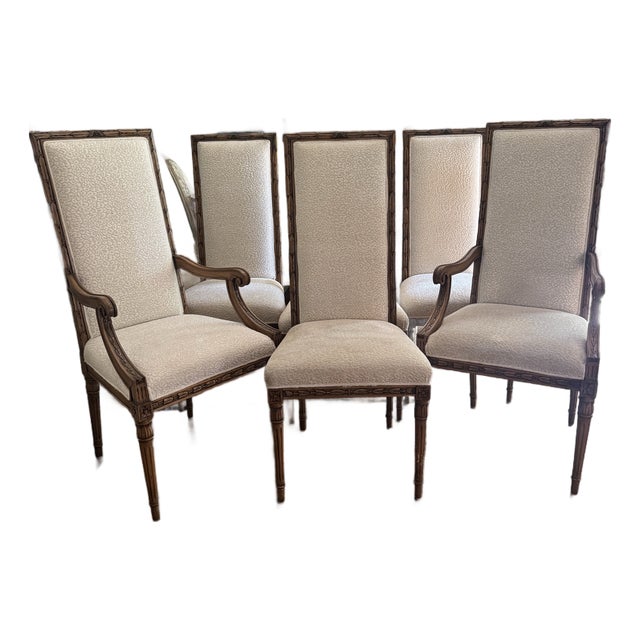 Six Carved French Dining Chairs Leopard Upholstery For Sale