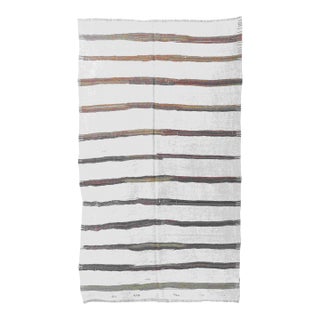Brown White Striped Hemp Kilim Rug - 5`9" X 9`0" For Sale