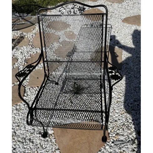 Metal Vintage Daisy Motif Patio Table & 4 Chairs For Sale - Image 7 of 11