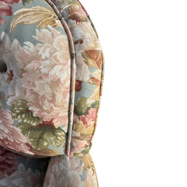 French Country Petit Floral Boudoir Chair For Sale - Image 3 of 5