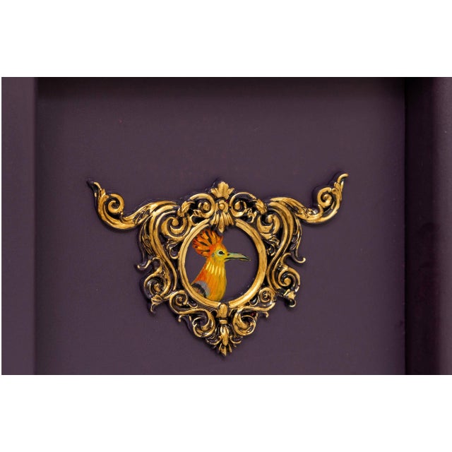 Pink & Purple Artisan Bohemian Console Table With Birds For Sale - Image 13 of 15