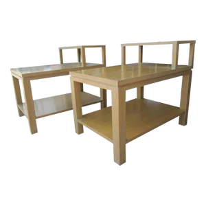 Set of Two Vintage Mid-Century Sligh 1536 Parquet Top Step Tables