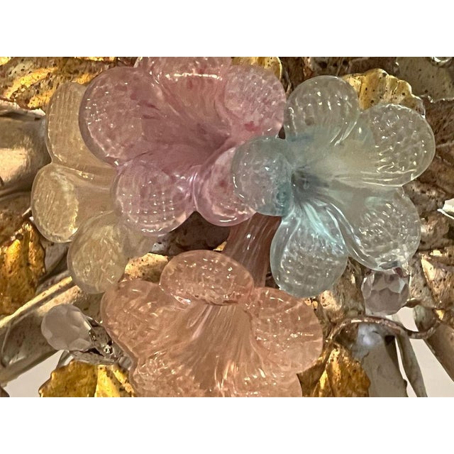 Blue Pink Murano Glass Floral Chandelier, 1980s For Sale - Image 8 of 14