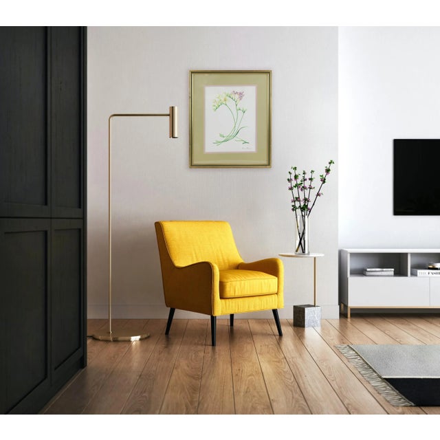 White Vintage Hand-Painted Plant Specimen Watercolor Freesia Flower (With Frame). Signed in the Lower Right Corner For Sale - Image 8 of 9