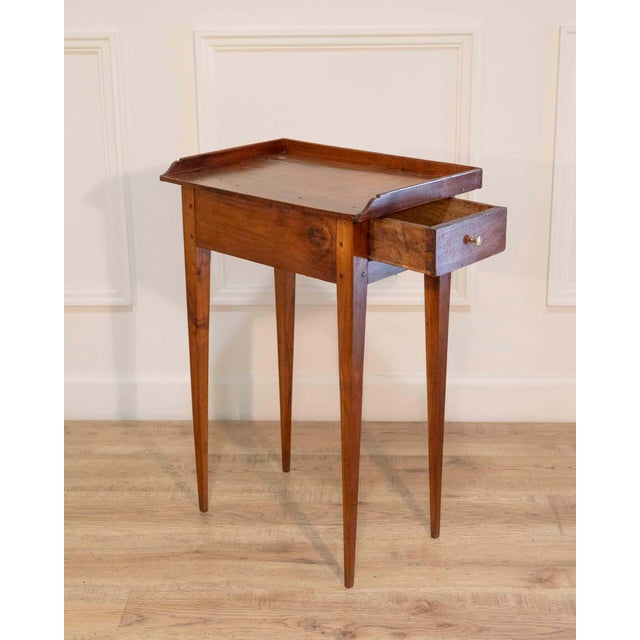 Brown 19th Century Louis XVI–Style Walnut Side Table with Gallery Top, France For Sale - Image 8 of 10
