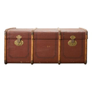 Early 20th Century Art Deco Canvas and Bentwood Steamer Trunk For Sale