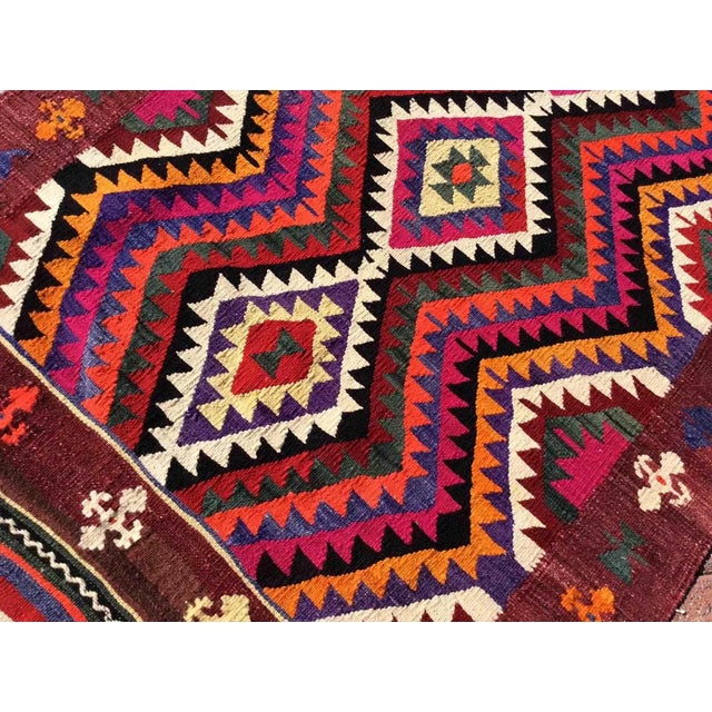 Burgundy Vintage Mini Kilim - 42" X 57.5" For Sale - Image 8 of 11
