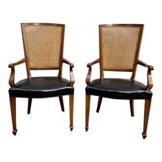20th Century Pair of Neoclassical Style Cane Back Armchairs. For Sale