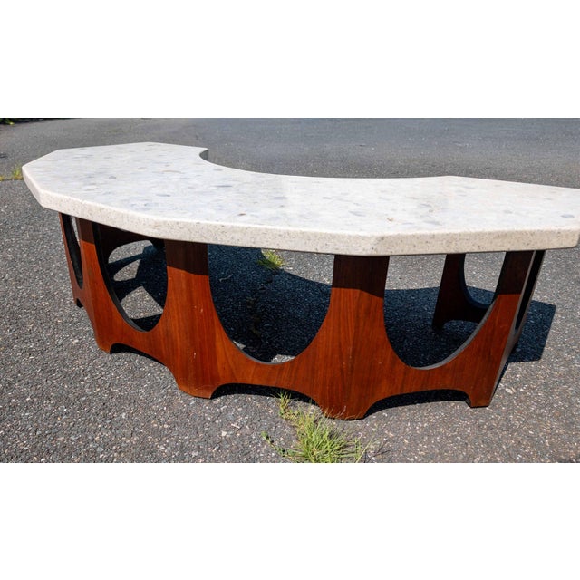 Mid-Century Modern Walnut Veneer and Terrazzo Marble Coffee Table For Sale - Image 15 of 18