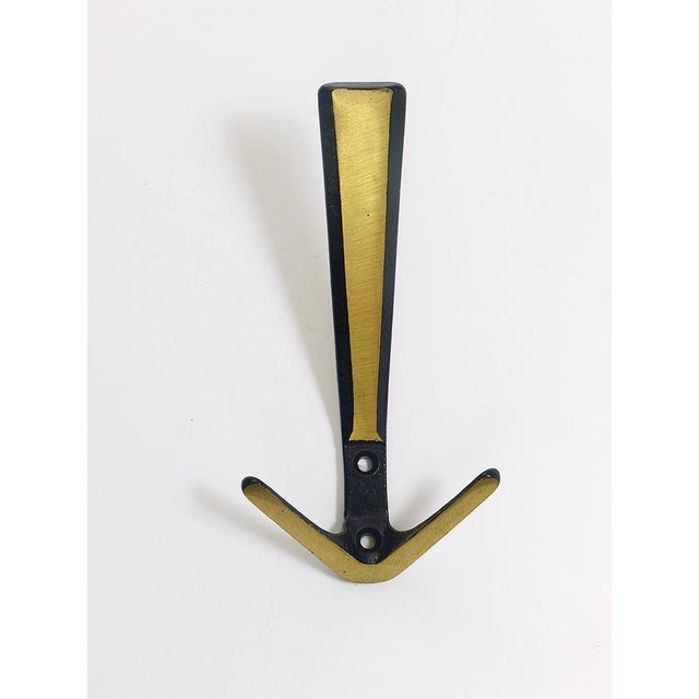 Mid-Century Brass Double Wall Hook attributed to Herta Baller, Vienna, Austria, 1950s For Sale - Image 4 of 16