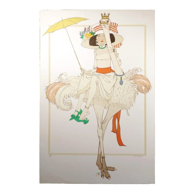 1970s Philippe Noyer "L'Autruche Et Femme" Hand Signed Lithograph For Sale