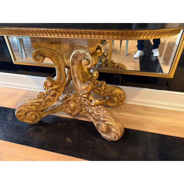 18c Style Quatrain for Dessin Fournir Giltwood Marble Top Console Table - 1 of 2 For Sale In Los Angeles - Image 6 of 6