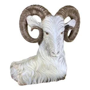 Large Italian Hand Painted Ceramic Ram Head Sculpture 1950s