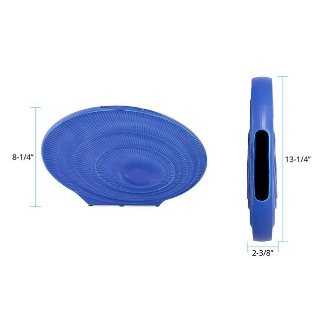 Radiant Blue Wide Ceramic Vase For Sale - Image 11 of 11