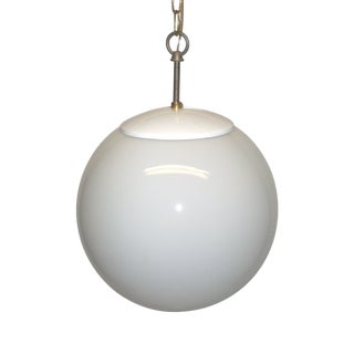 White Glass Globe Hanging Light For Sale