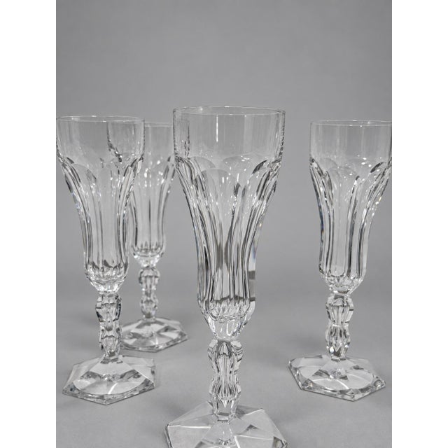 Set of 6, Val St Lambert "Lalaing" Crystal Champagne Flutes Measures: 7" h x 2.25" w