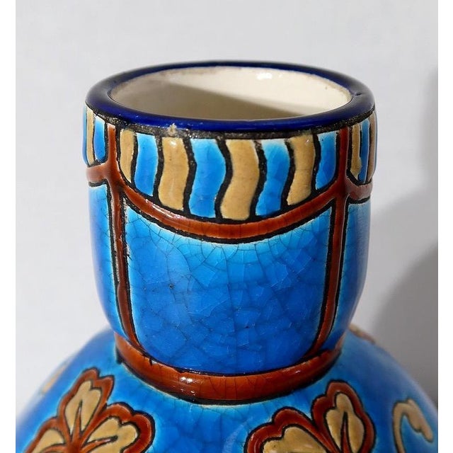 Small Early 20th Century Vase With Flower Decorations in Longwy Enamels For Sale - Image 4 of 18