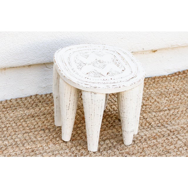 Antique White Nupe Stool For Sale - Image 4 of 7