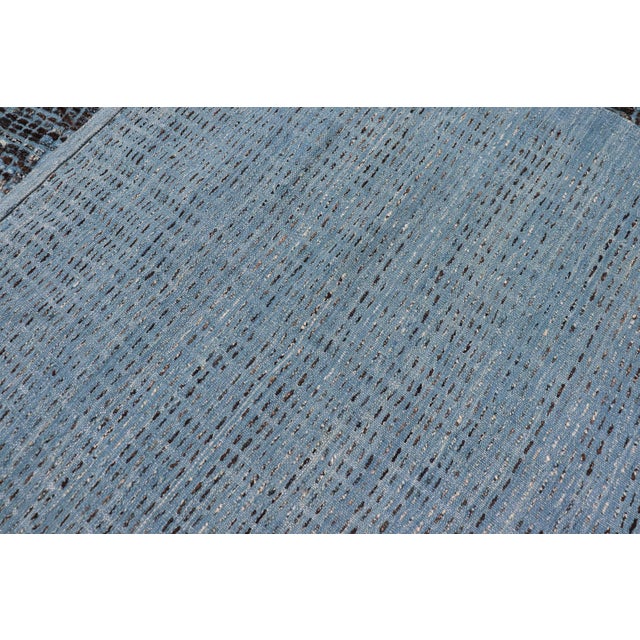 Modern Hi-Low Textured Rug by Keivan Woven Arts, Blue & Charcoal 10'3 X 13'8 For Sale - Image 3 of 16