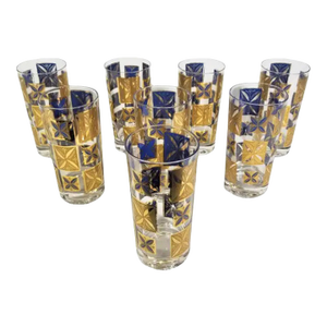 1960s Cera 22k Gold Glassware Barware 1960s Mid Century Set of 8