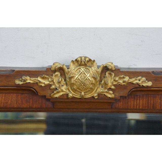 Antique French Louis XVI Mahogany Ormolu Overmantle Mirror Dresser Backsplash 49" For Sale - Image 6 of 14