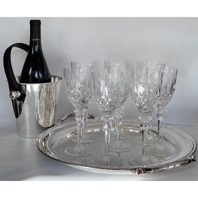 Glass Late 20th Century Rogaska Queen Wine Glasses Set of 8 For Sale - Image 7 of 17