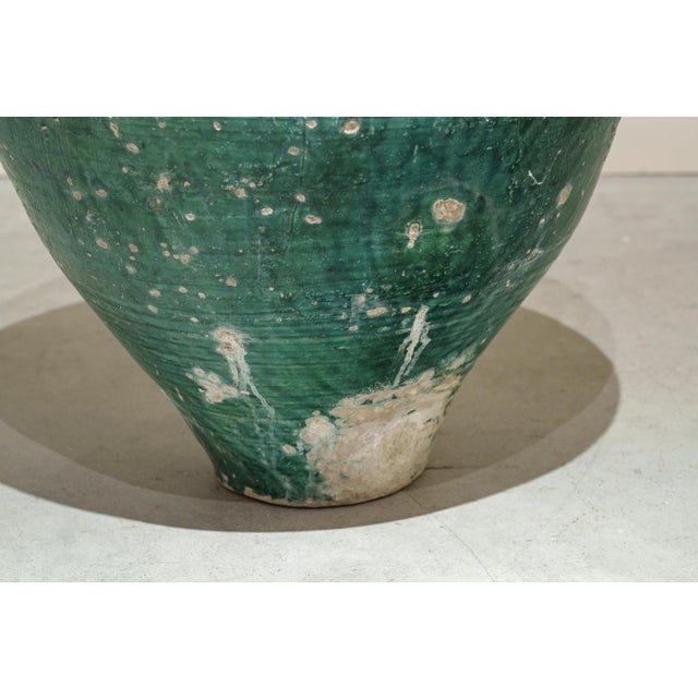 Antique Green Glazed Ceramic Amphora from Triana, Seville, 18th Century For Sale - Image 4 of 8