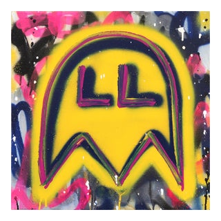 Pac World - Abstract Colorful Retro Inspired Graffiti Original Artwork by Amber Goldhammer For Sale