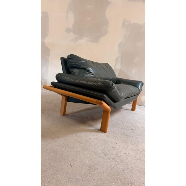 Forest Green Danish Two-Seater Sofa in Teak and Dark Green Leather from Komfort, 1970s For Sale - Image 8 of 17