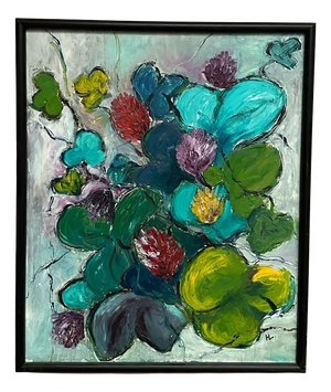 H. L., Flowers, 1950s, Oil on Canvas, Framed