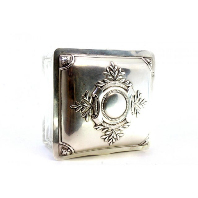Square Glass Box with Silver Applications For Sale - Image 5 of 9